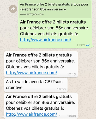 phishing à l'encontre d'Air France par attaque homographique