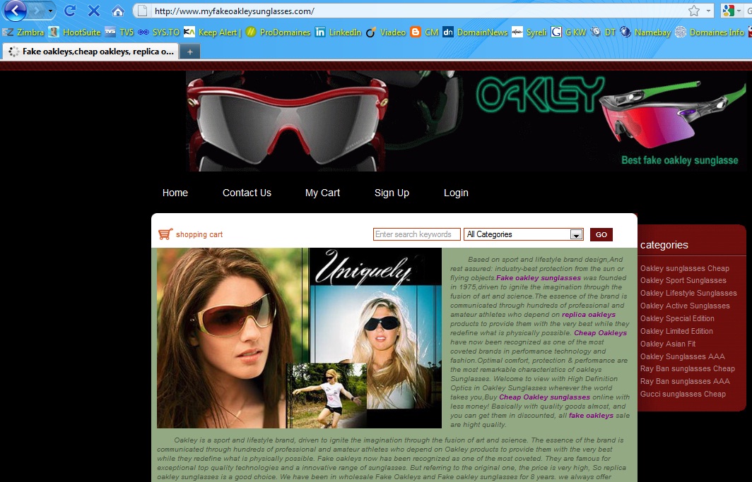 capture d'écran de myfakeoakleysunglasses.com
