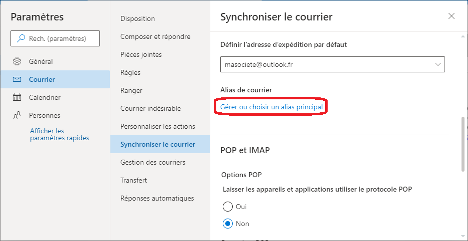 interface d'Outlook.com