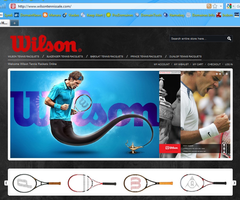 screenshot du site de contrefaçon Wilson