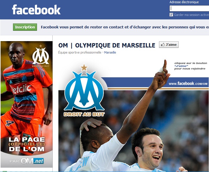 screenshot de la page facebook de l'OM