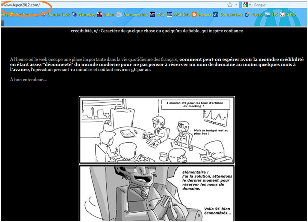 capture d'écran de lepen2012.com