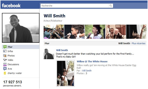 page facebook de Will Smith page facebook de Will Smith