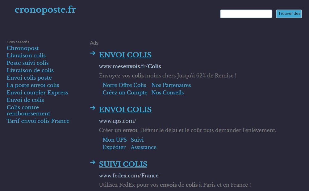 typosquatting page parking sur <cronoposte.fr>