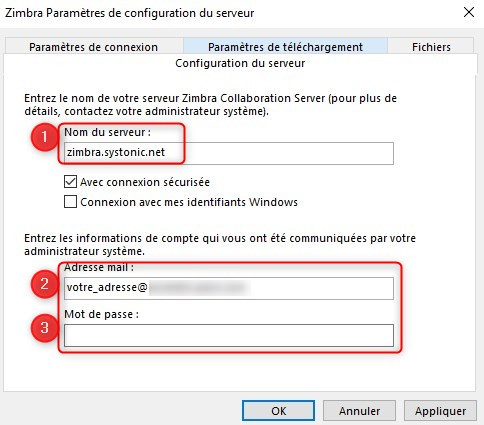 Connecteur zimbra - étape 4